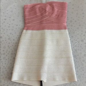 Barneys Pink and white sparkly bodycon dress (XS)